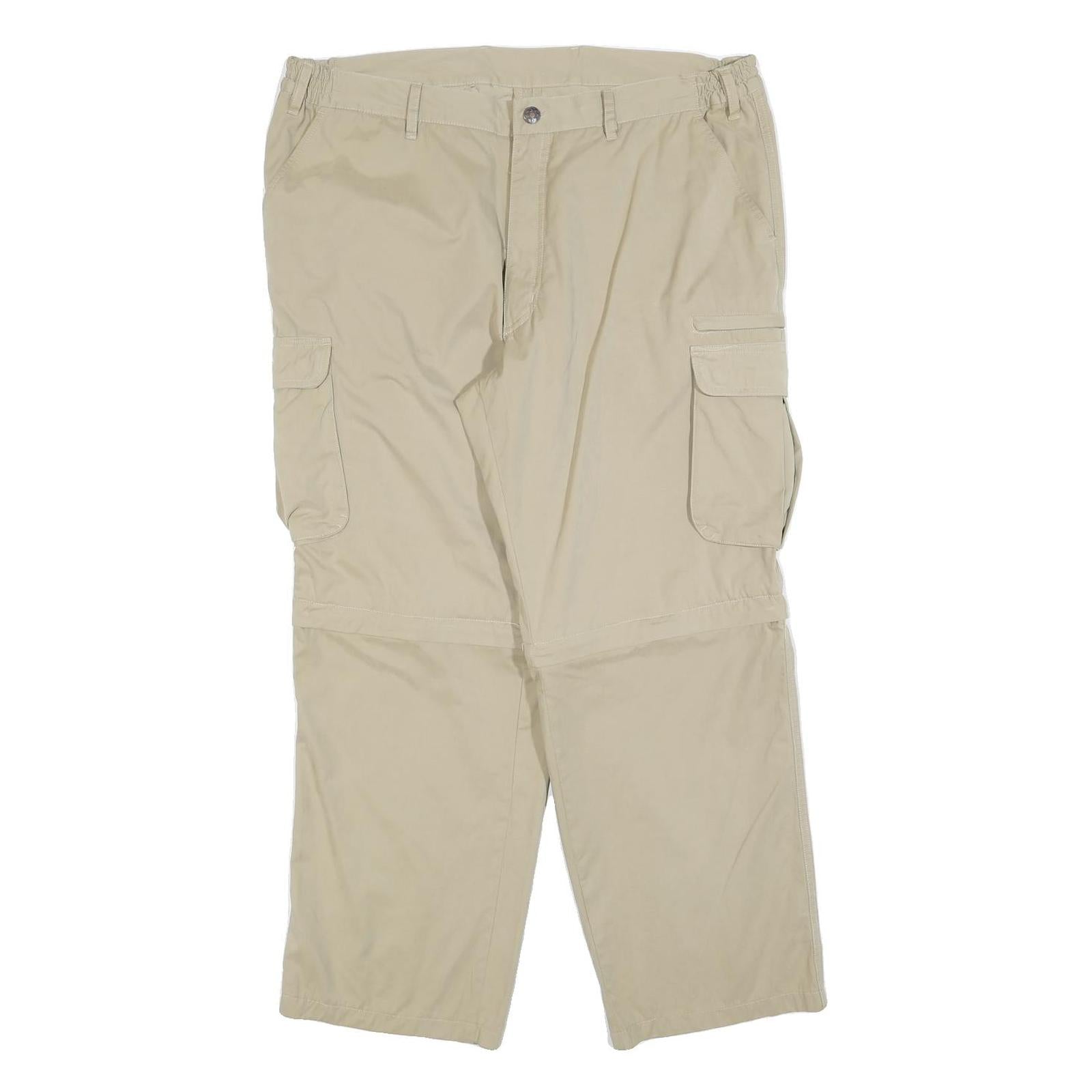 BERNWALDT Mens Polyester Blend Beige Regular Cargo Trousers W36 L28 Lightweight