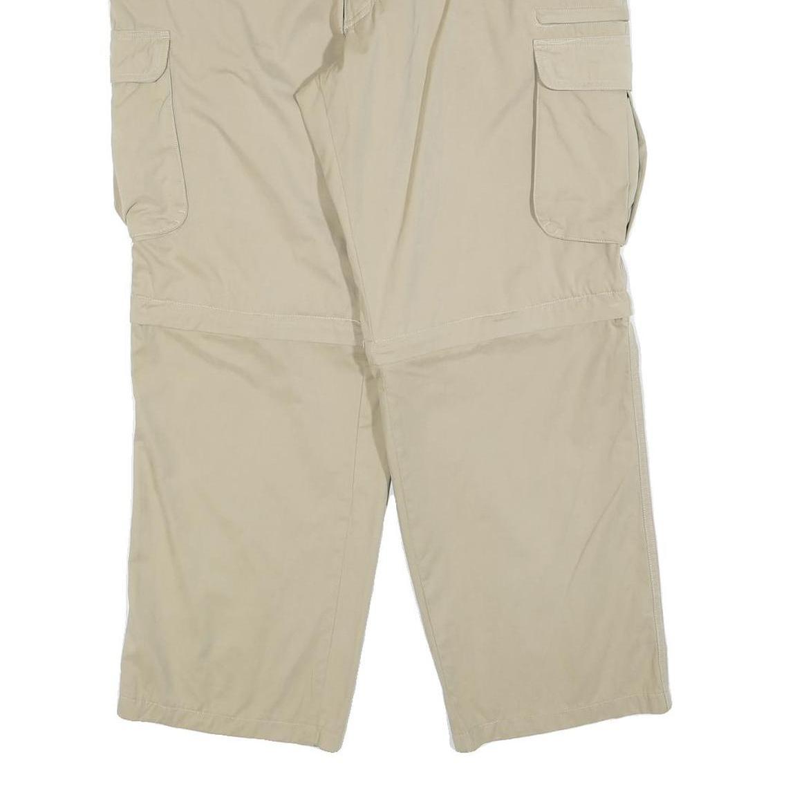 BERNWALDT Mens Polyester Blend Beige Regular Cargo Trousers W36 L28 Lightweight