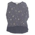 FAT FACE Womens Printed Top Black 3/4 Sleeve Floral UK 10