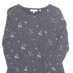FAT FACE Womens Printed Top Black 3/4 Sleeve Floral UK 10