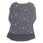 FAT FACE Womens Printed Top Black 3/4 Sleeve Floral UK 10