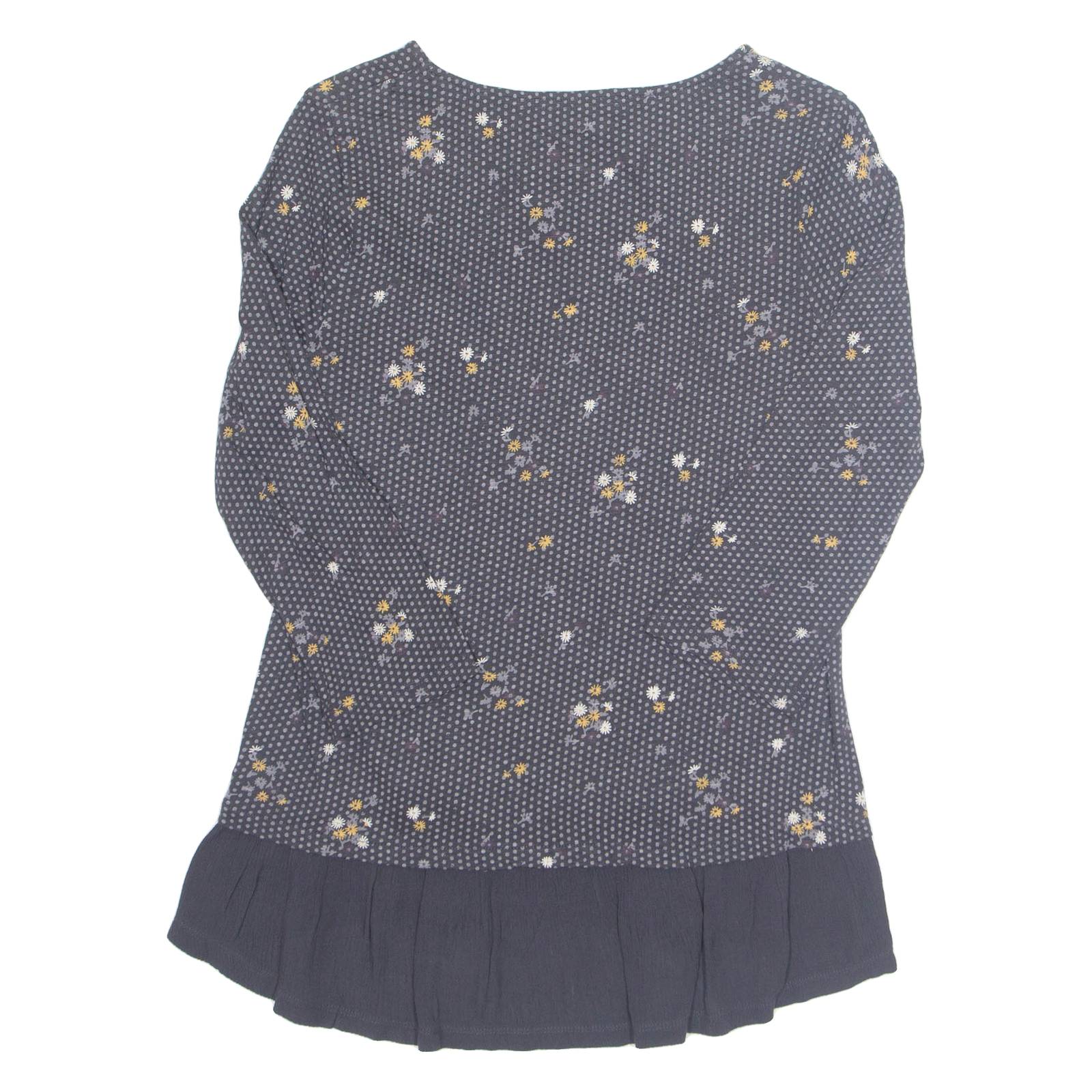 FAT FACE Womens Printed Top Black 3/4 Sleeve Floral UK 10