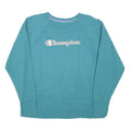 CHAMPION Womens Blue Crew Neck XL Logo Print Cotton Blend Sweatshirt Pullover