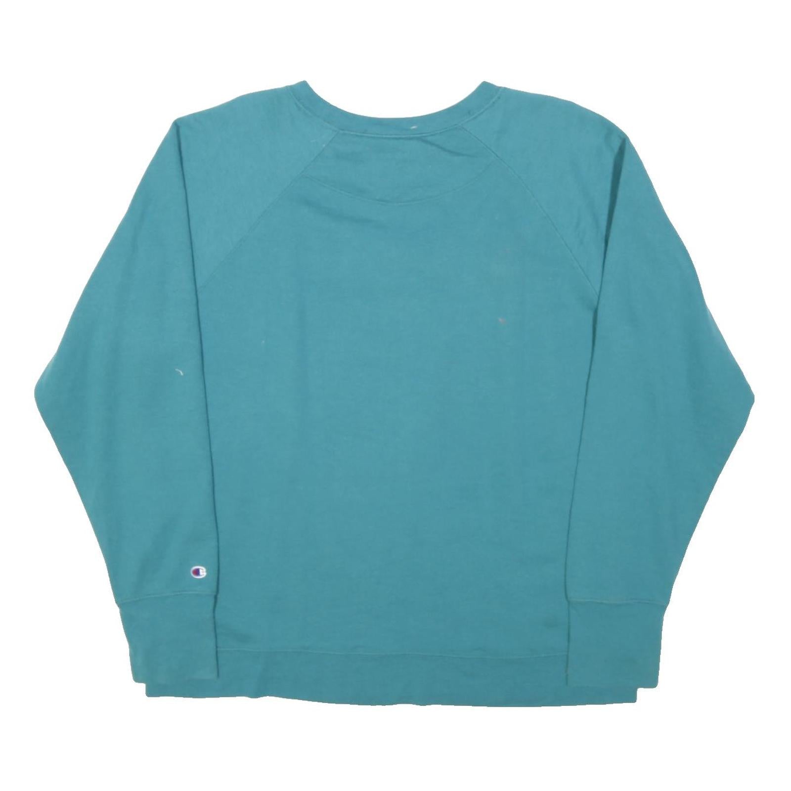 CHAMPION Womens Blue Crew Neck XL Logo Print Cotton Blend Sweatshirt Pullover