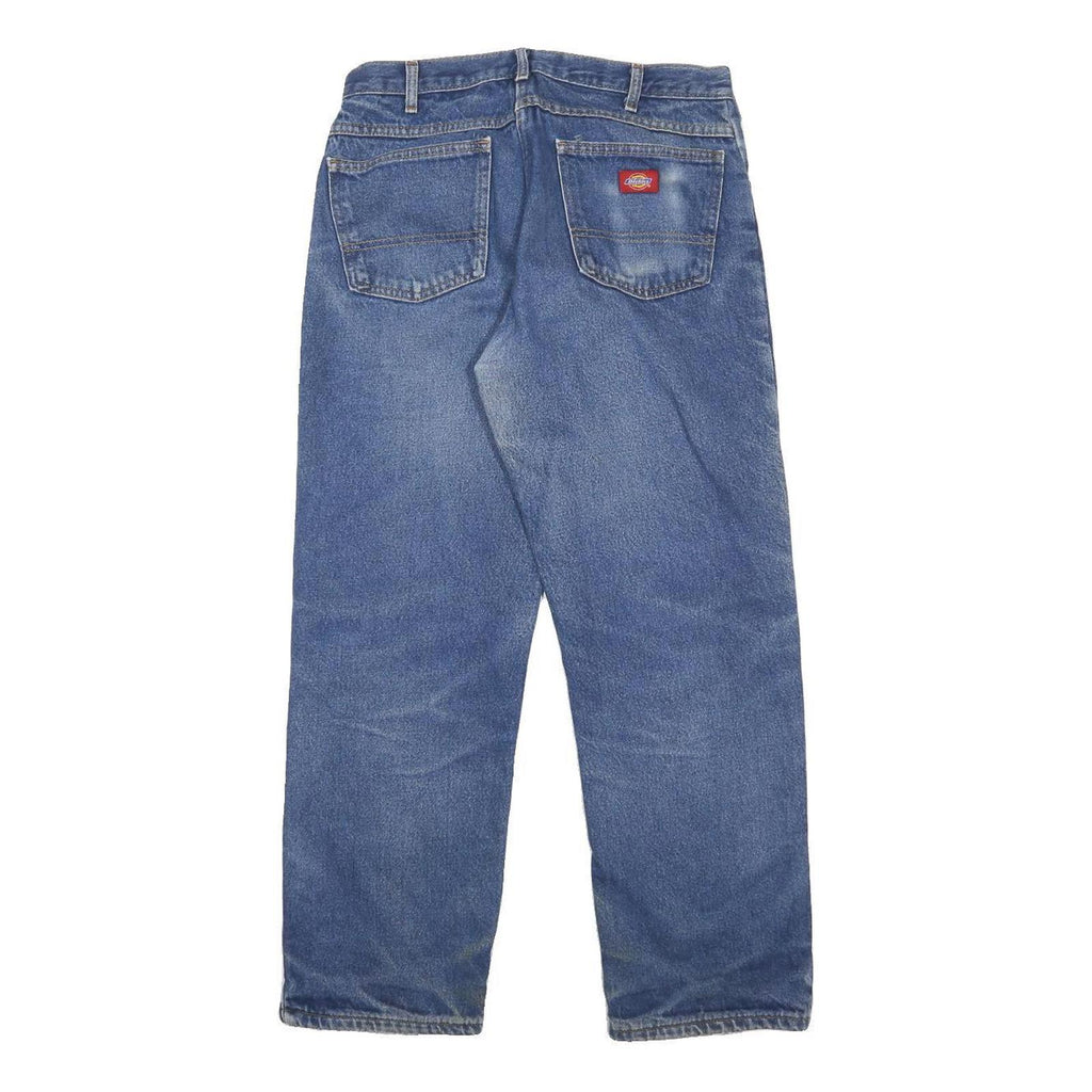 DICKIES Mens Lined Regular Fit Blue Denim Straight Leg Cotton Jeans W33 L30