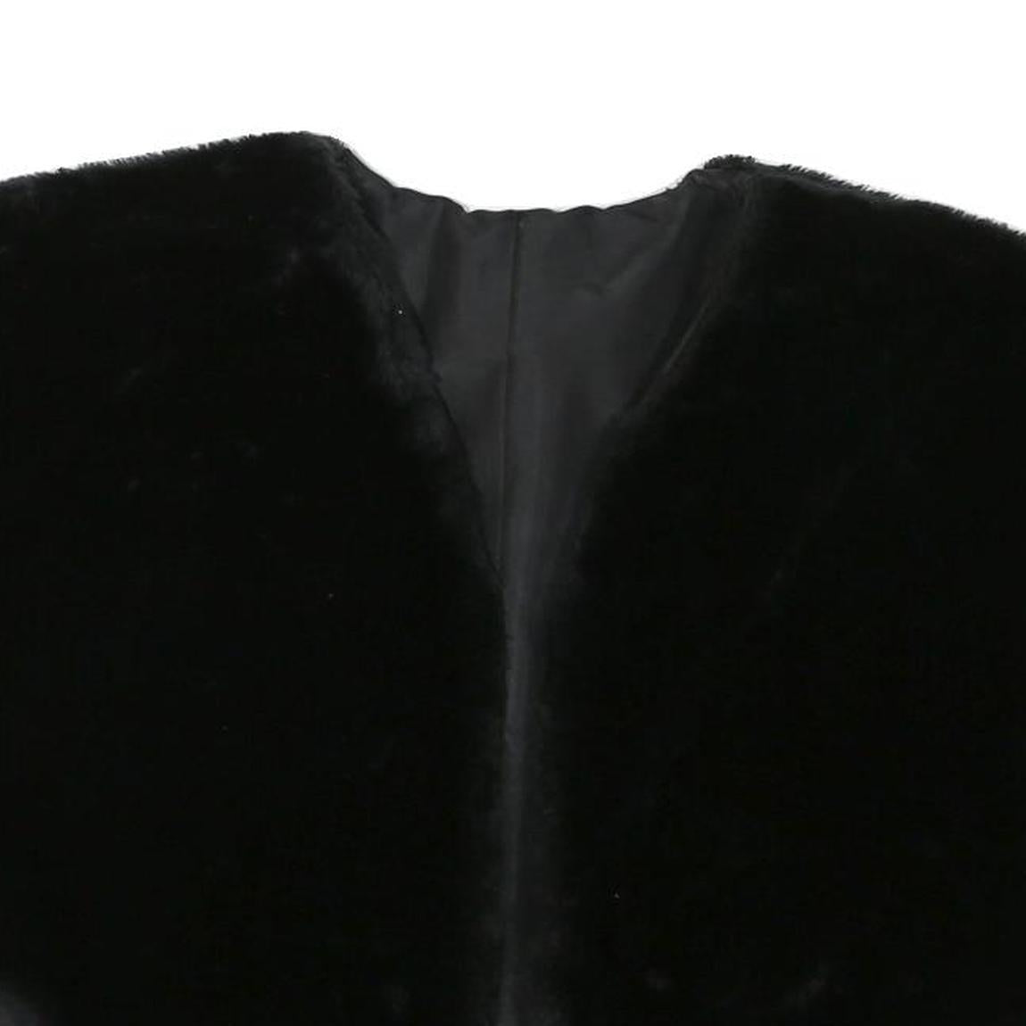 Womens Black Faux Fur Jacket M Polyester Blend Plush Soft Fabric Easy Wear