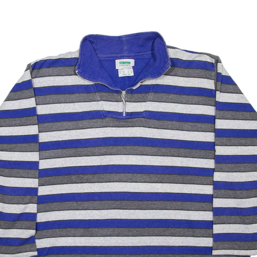 ULLA POPKEN COLLECTION Striped Womens Sweatshirt Grey 1/4 Zip 90s UK 20
