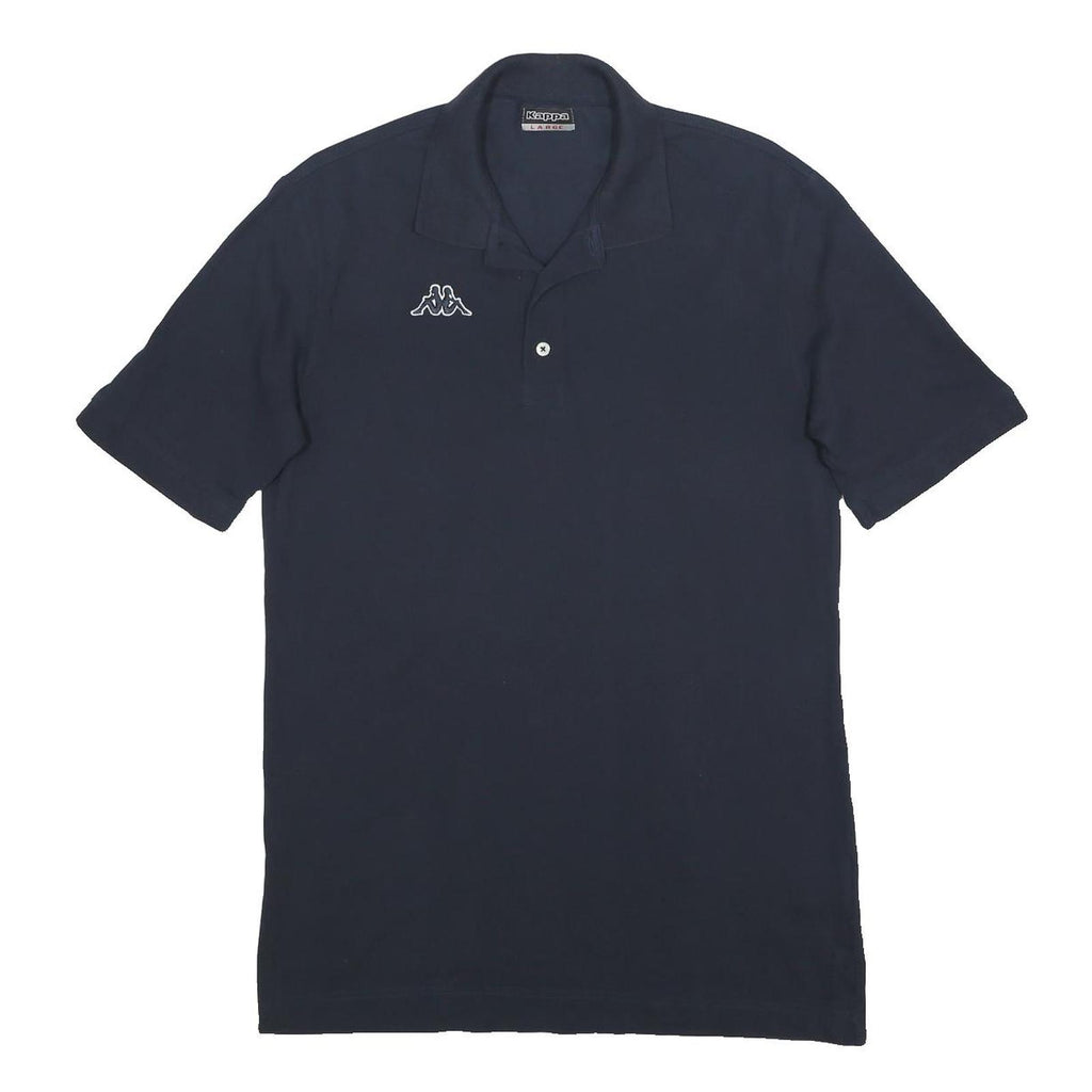 KAPPA Mens Navy Blue Short Sleeve Plain Polo Shirt L Cotton Casual