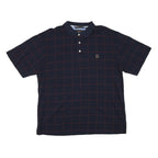 TOMMY HILFIGER Mens Navy Blue Short Sleeve Check Polo Shirt M Classic Fit