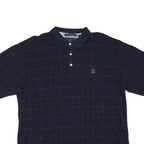 TOMMY HILFIGER Mens Navy Blue Short Sleeve Check Polo Shirt M Classic Fit