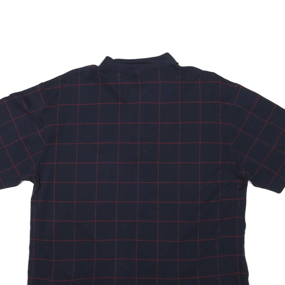 TOMMY HILFIGER Mens Navy Blue Short Sleeve Check Polo Shirt M Classic Fit