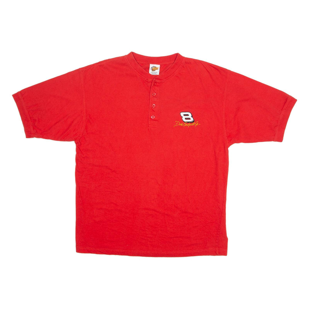 WINNER'S CIRCLE NASCAR Mens T-Shirt Red USA Button Neck L