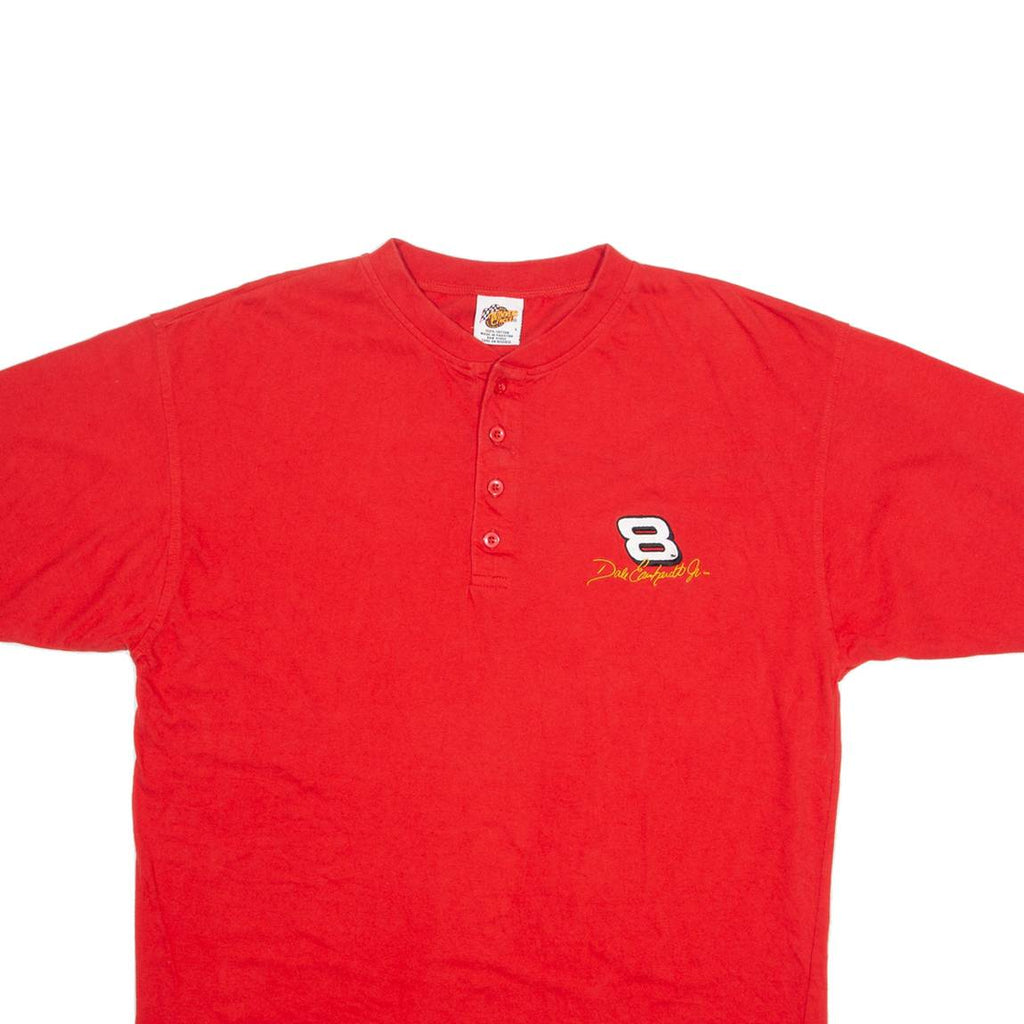WINNER'S CIRCLE NASCAR Mens T-Shirt Red USA Button Neck L