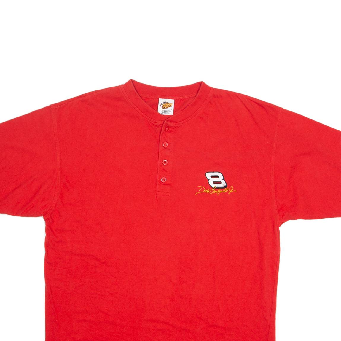 WINNER'S CIRCLE NASCAR Mens T-Shirt Red USA Button Neck L