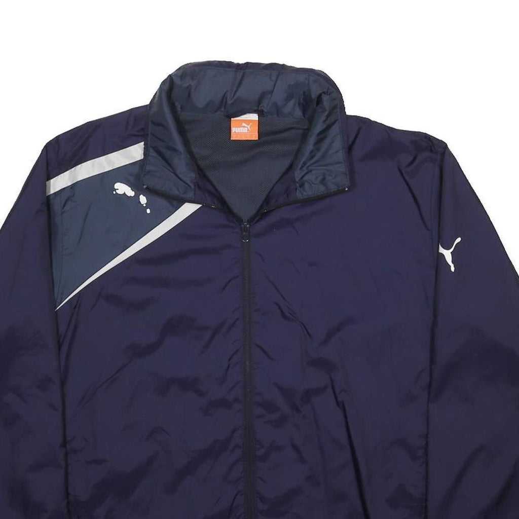 PUMA Mens Navy Blue Zip Track Jacket L Polyester Colourblock Athletic Sportswear