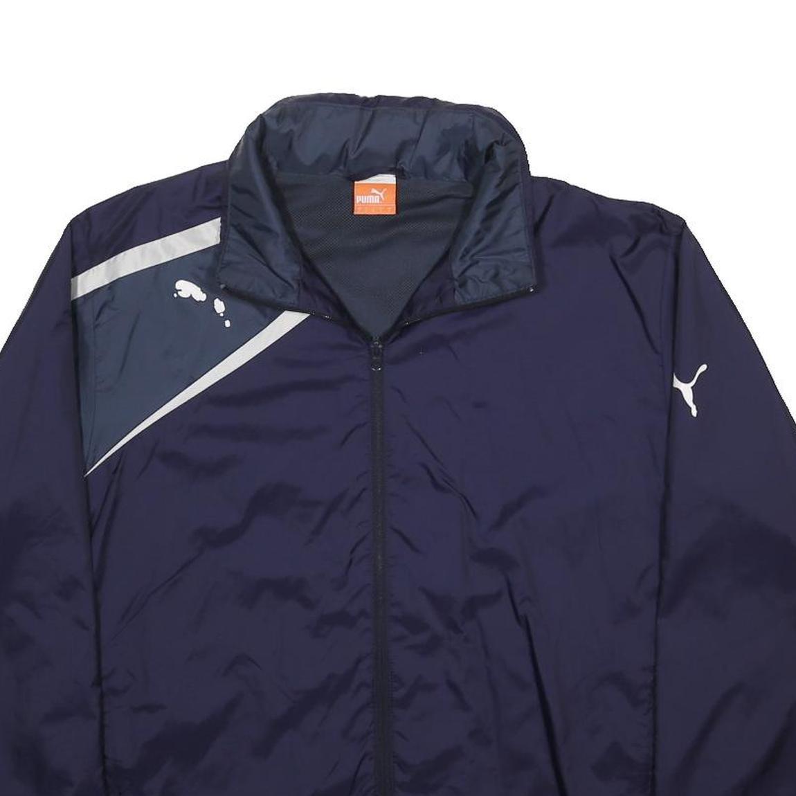 PUMA Mens Navy Blue Zip Track Jacket L Polyester Colourblock Athletic Sportswear