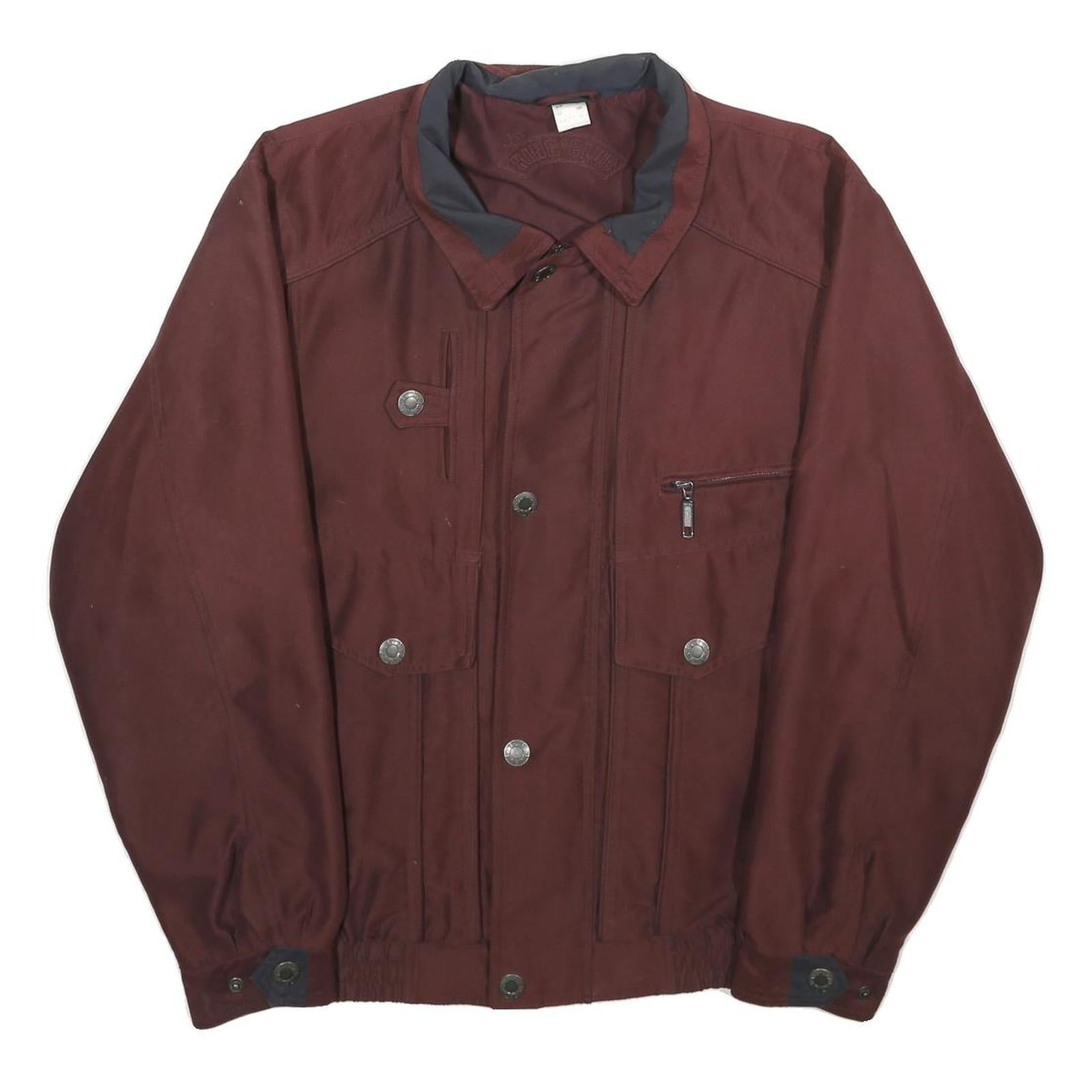 KING CLUB Mens Maroon Jacket S Polyester Plain Zip Closure Casual Wear