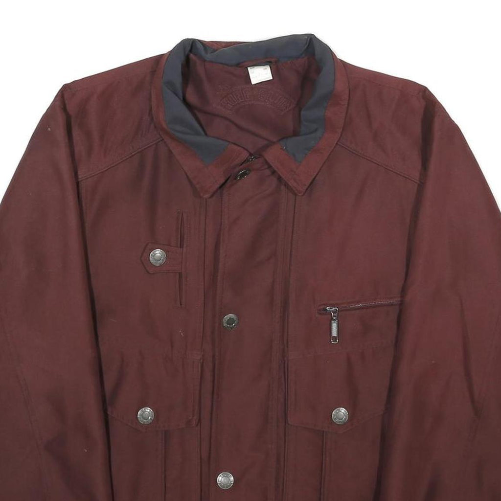KING CLUB Mens Maroon Jacket S Polyester Plain Zip Closure Casual Wear