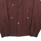 KING CLUB Mens Maroon Jacket S Polyester Plain Zip Closure Casual Wear