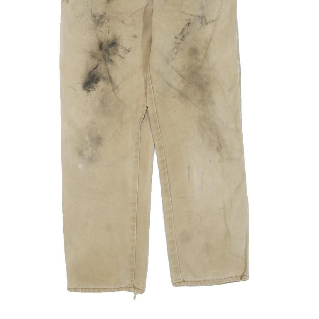 DICKIES Mens Regular Fit Beige Cotton Blend Trousers W34 L30 Workwear Durable