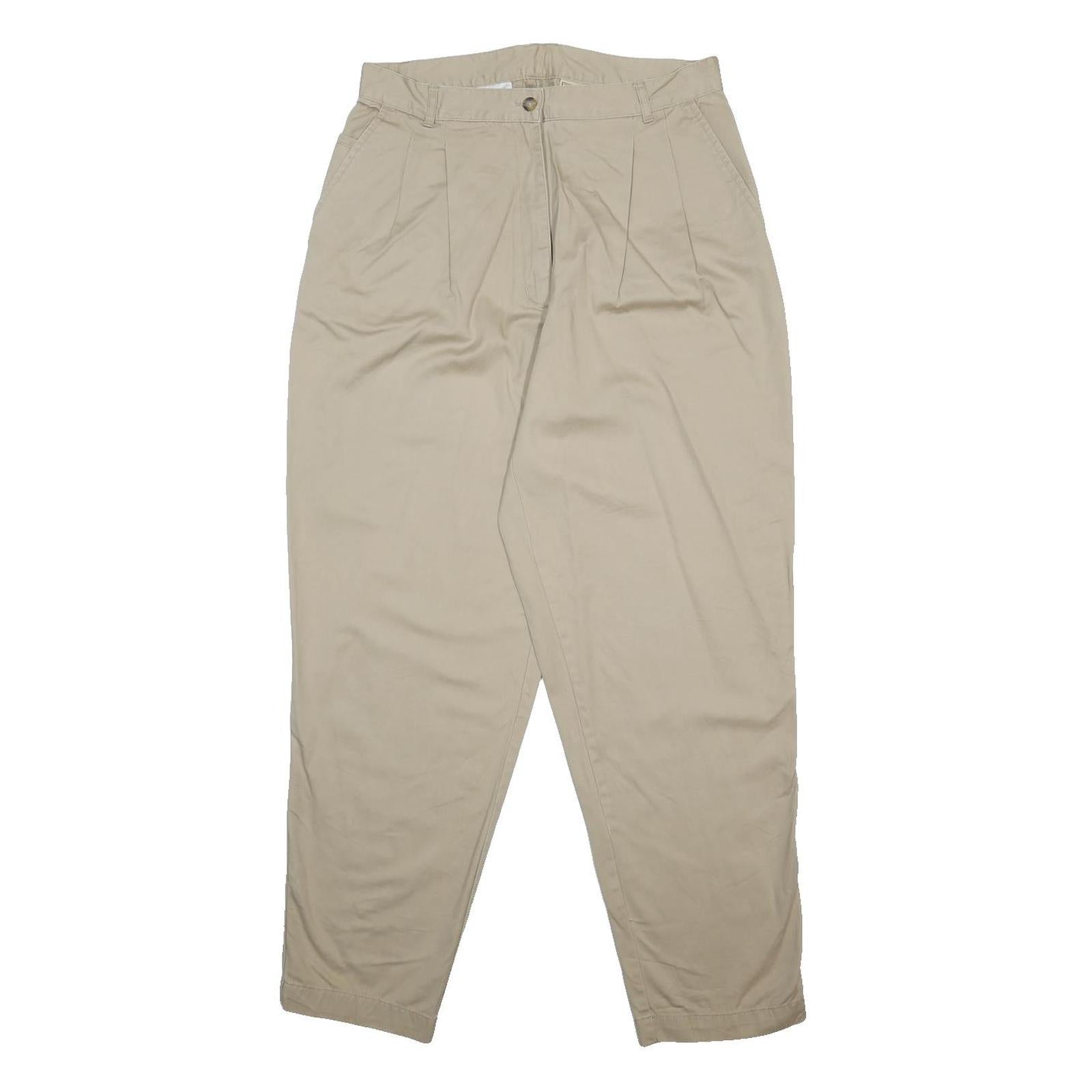 WOOLRICH Womens Cotton Relaxed Beige Trousers W31 L30 Casual Zip Closure
