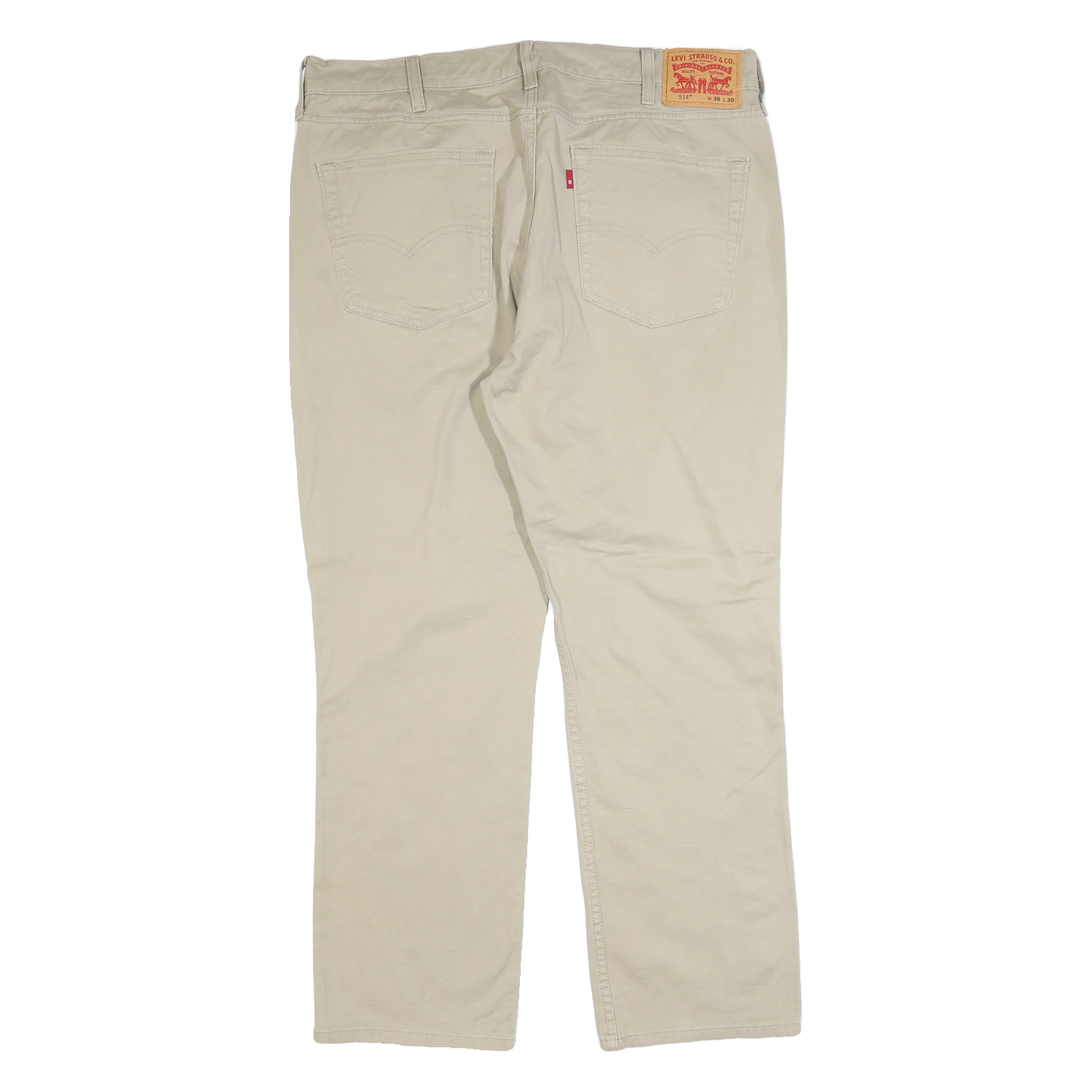 LEVI'S Mens Cotton Blend Beige Regular Straight Trousers W38 L30 Classic Zip
