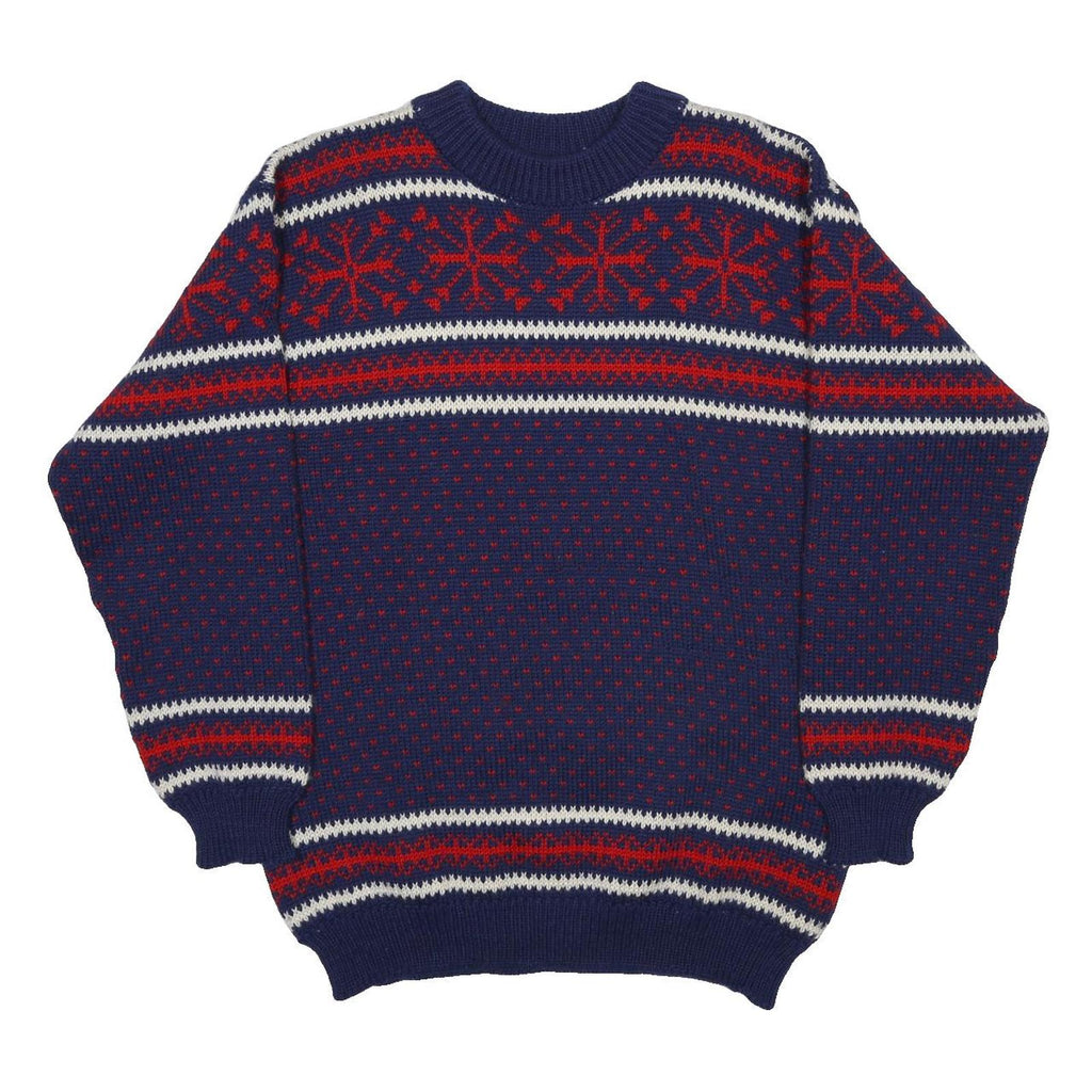 DALE OF NORWAY Womens Blue & Red Patterned Jumper Crew Neck Chunky Knit M Wool