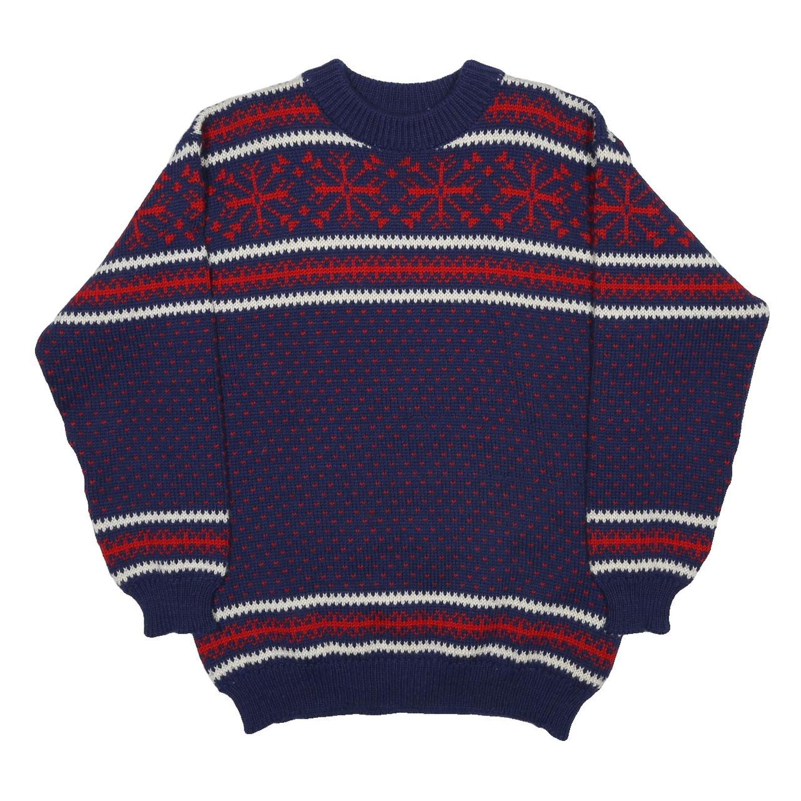 DALE OF NORWAY Womens Blue & Red Patterned Jumper Crew Neck Chunky Knit M Wool