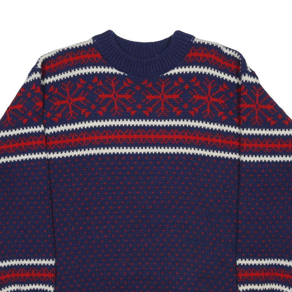 DALE OF NORWAY Womens Blue & Red Patterned Jumper Crew Neck Chunky Knit M Wool