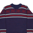 DALE OF NORWAY Womens Blue & Red Patterned Jumper Crew Neck Chunky Knit M Wool