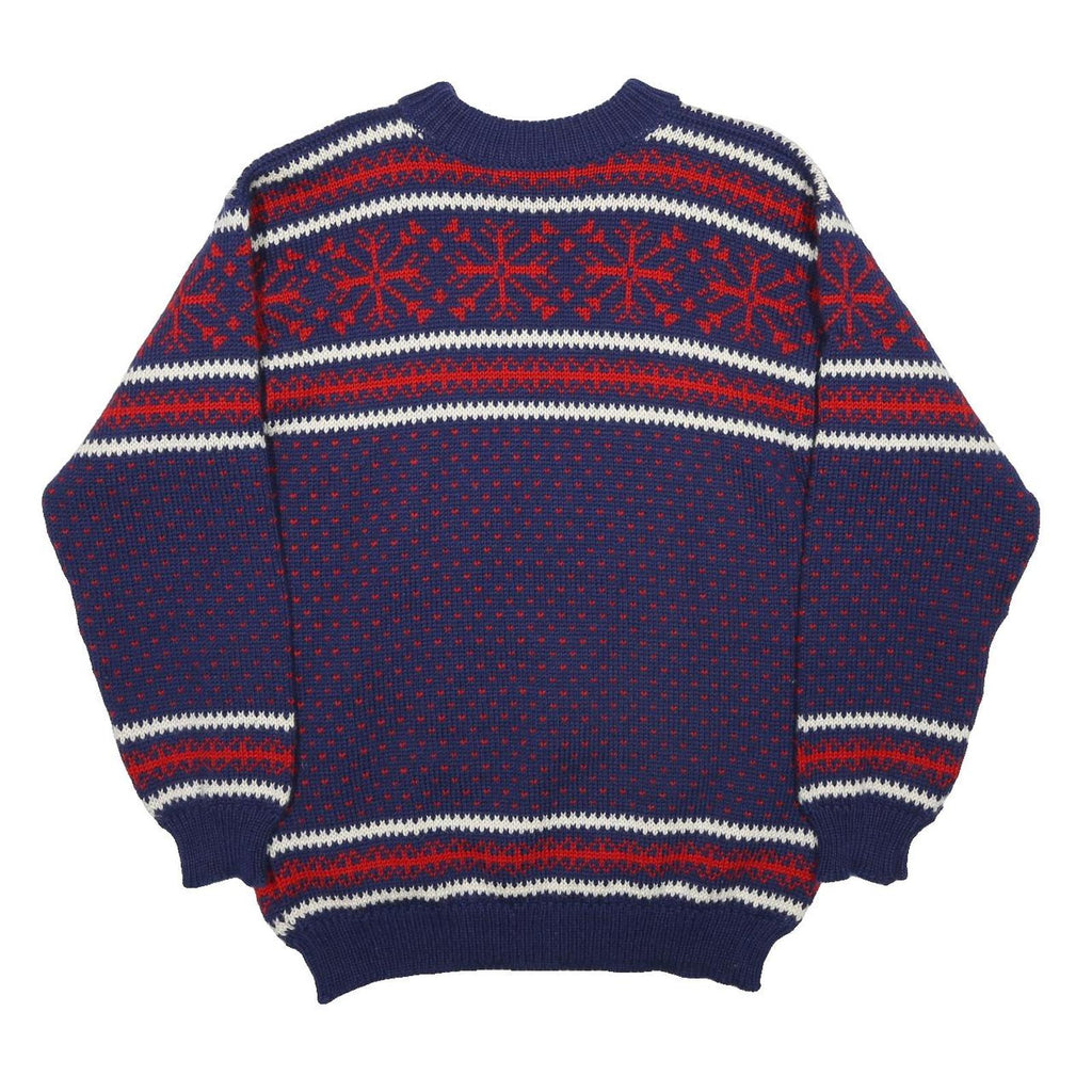 DALE OF NORWAY Womens Blue & Red Patterned Jumper Crew Neck Chunky Knit M Wool