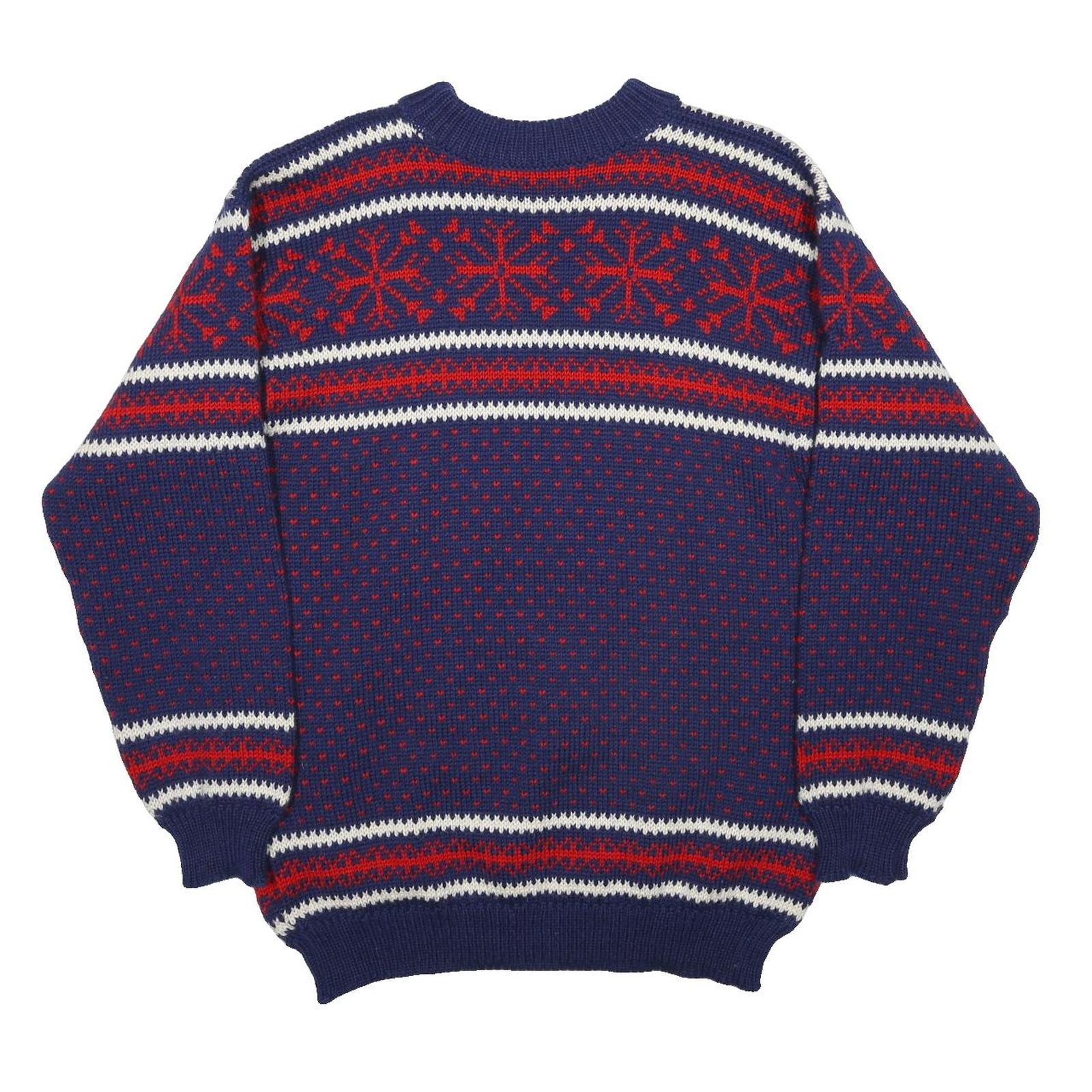 DALE OF NORWAY Womens Blue & Red Patterned Jumper Crew Neck Chunky Knit M Wool