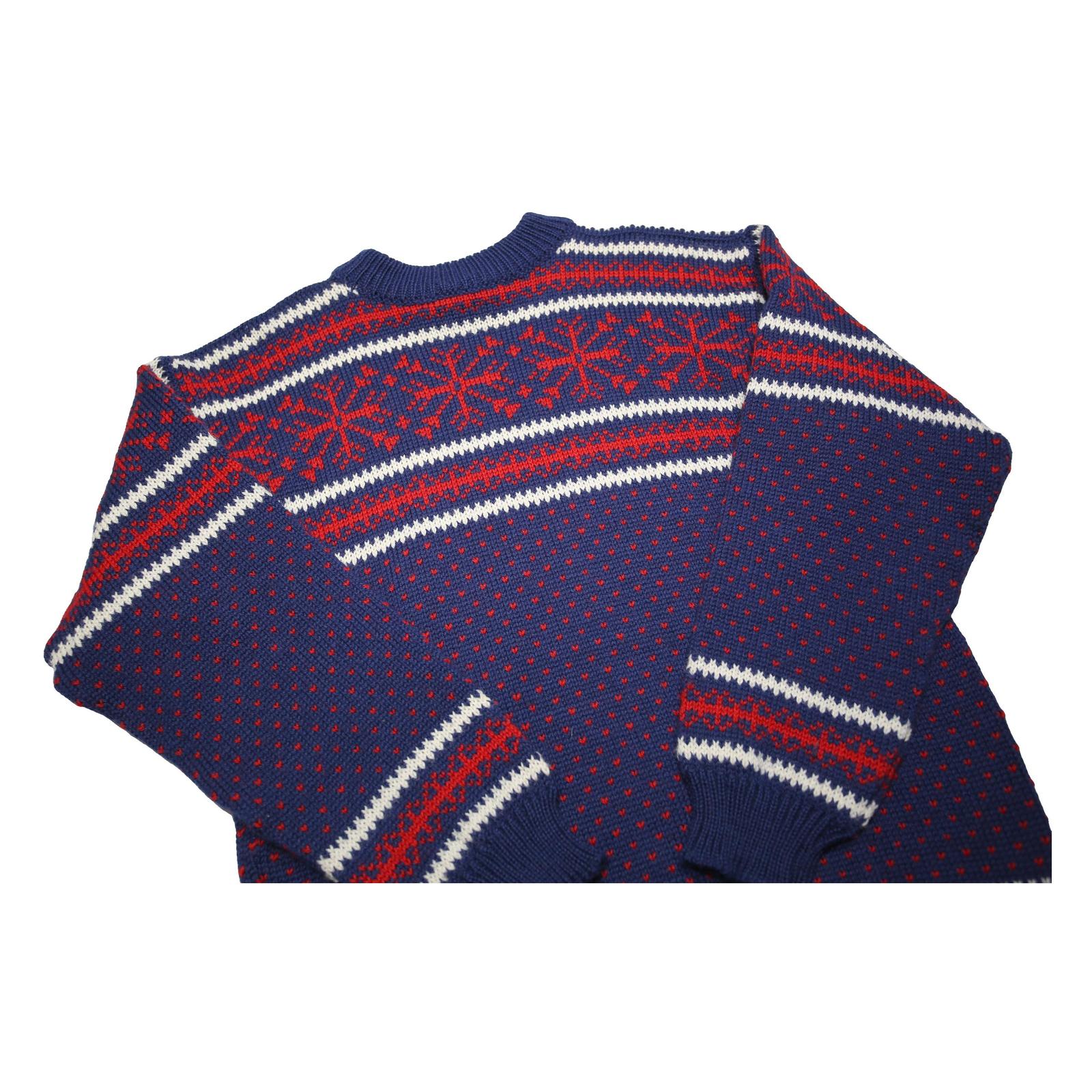 DALE OF NORWAY Womens Blue & Red Patterned Jumper Crew Neck Chunky Knit M Wool