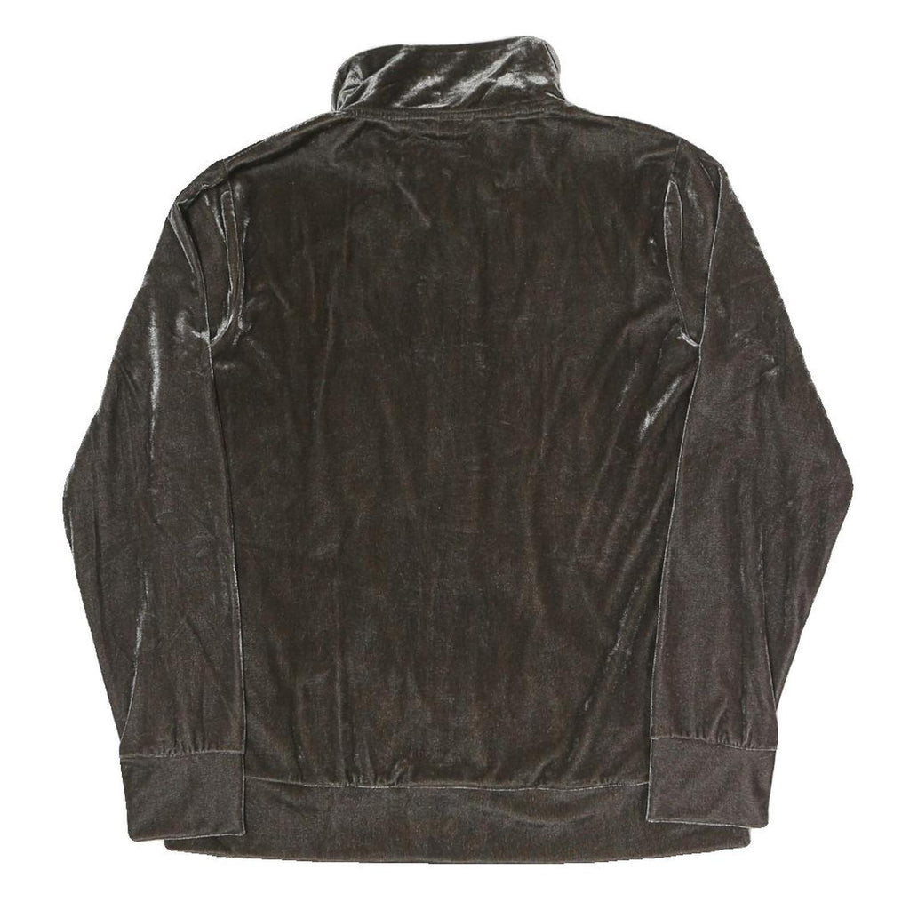 YAMAMAY Womens Brown Velvet Zip Jacket L Polyester Blend Casual Lightweight