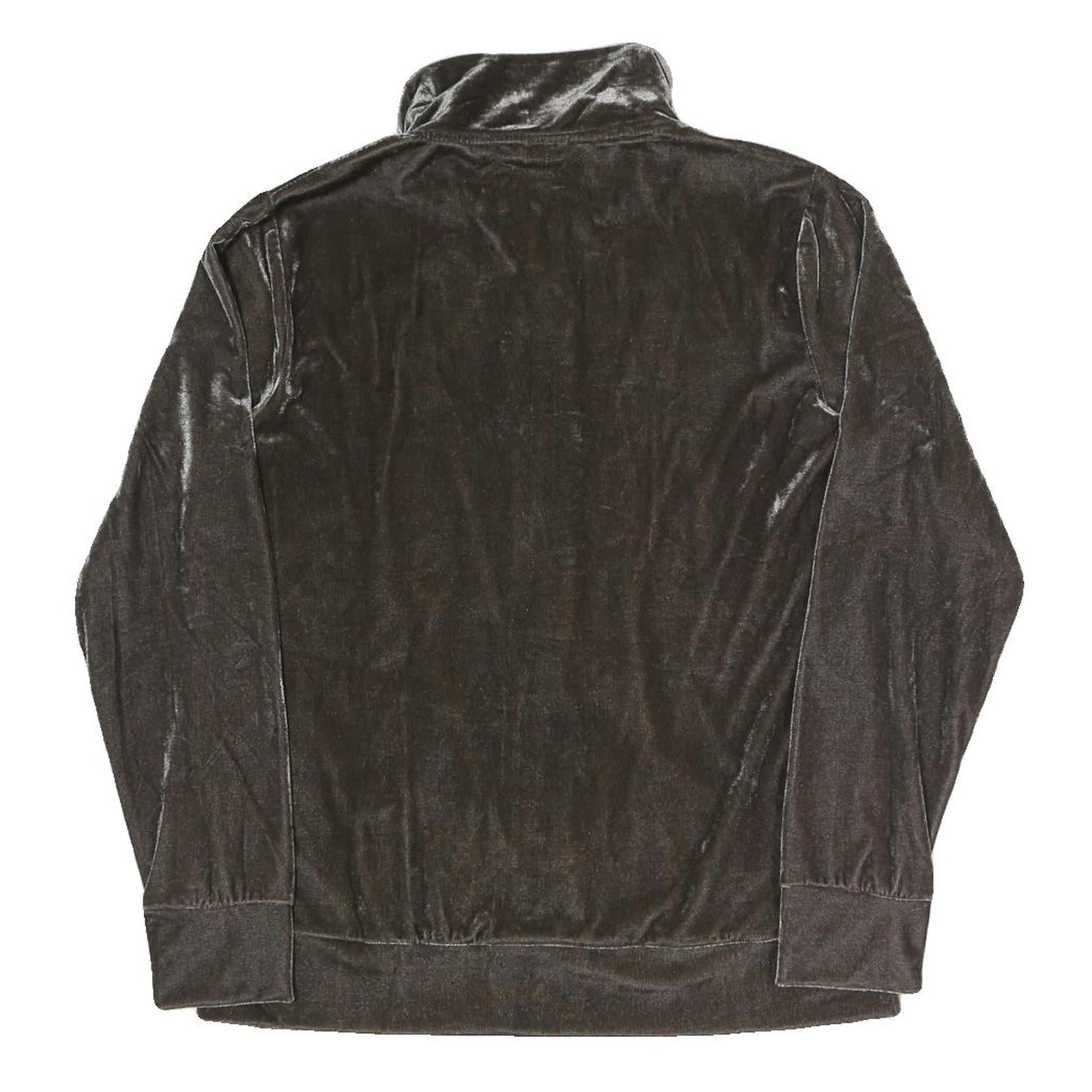 YAMAMAY Womens Brown Velvet Zip Jacket L Polyester Blend Casual Lightweight