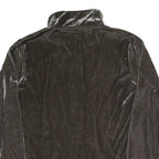 YAMAMAY Womens Brown Velvet Zip Jacket L Polyester Blend Casual Lightweight