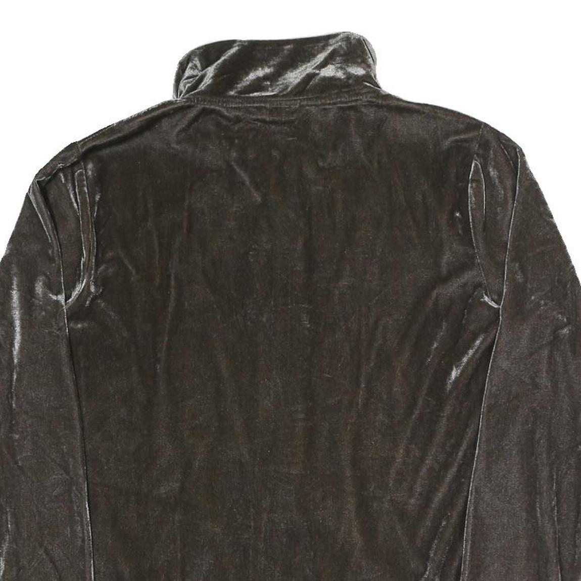 YAMAMAY Womens Brown Velvet Zip Jacket L Polyester Blend Casual Lightweight