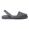 HANDMADE Womens Black Glitter Slingback Sandals Synthetic UK 7 Comfortable