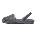 HANDMADE Womens Black Glitter Slingback Sandals Synthetic UK 7 Comfortable