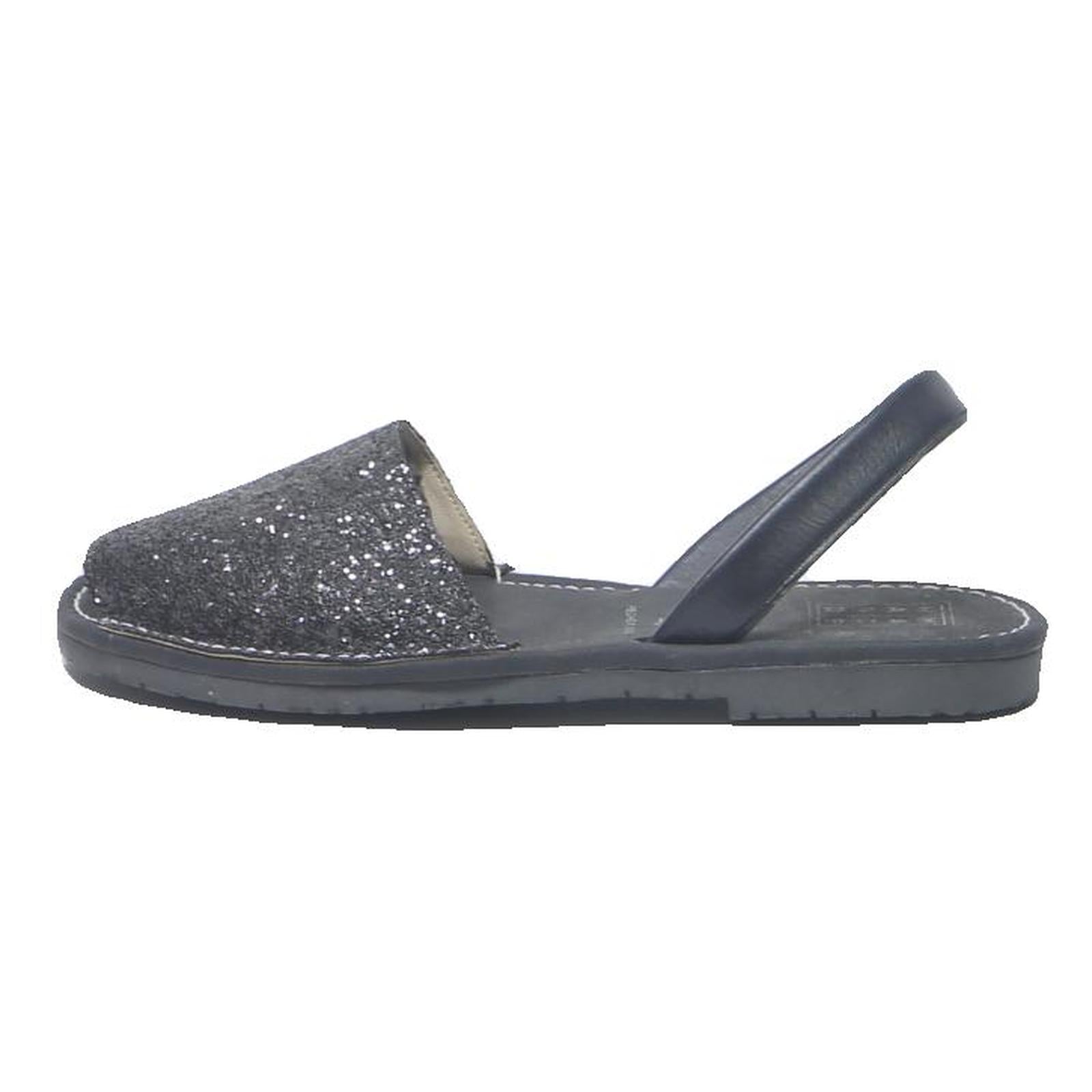 HANDMADE Womens Black Glitter Slingback Sandals Synthetic UK 7 Comfortable