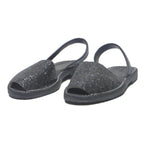 HANDMADE Womens Black Glitter Slingback Sandals Synthetic UK 7 Comfortable