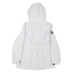 TOMMY HILFIGER Womens White Outdoor Jacket S Polyester Blend Hooded Zip Plain