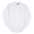 RALPH LAUREN Mens White & Light Blue Striped Shirt XL Classic Fit Cotton Blend