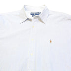 RALPH LAUREN Mens White & Light Blue Striped Shirt XL Classic Fit Cotton Blend