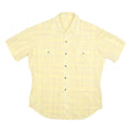 Mens Yellow Checked Cotton Blend Short Sleeve Shirt L Casual Summer Wear