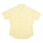 Mens Yellow Checked Cotton Blend Short Sleeve Shirt L Casual Summer Wear