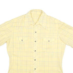 Mens Yellow Checked Cotton Blend Short Sleeve Shirt L Casual Summer Wear