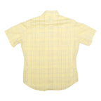 Mens Yellow Checked Cotton Blend Short Sleeve Shirt L Casual Summer Wear