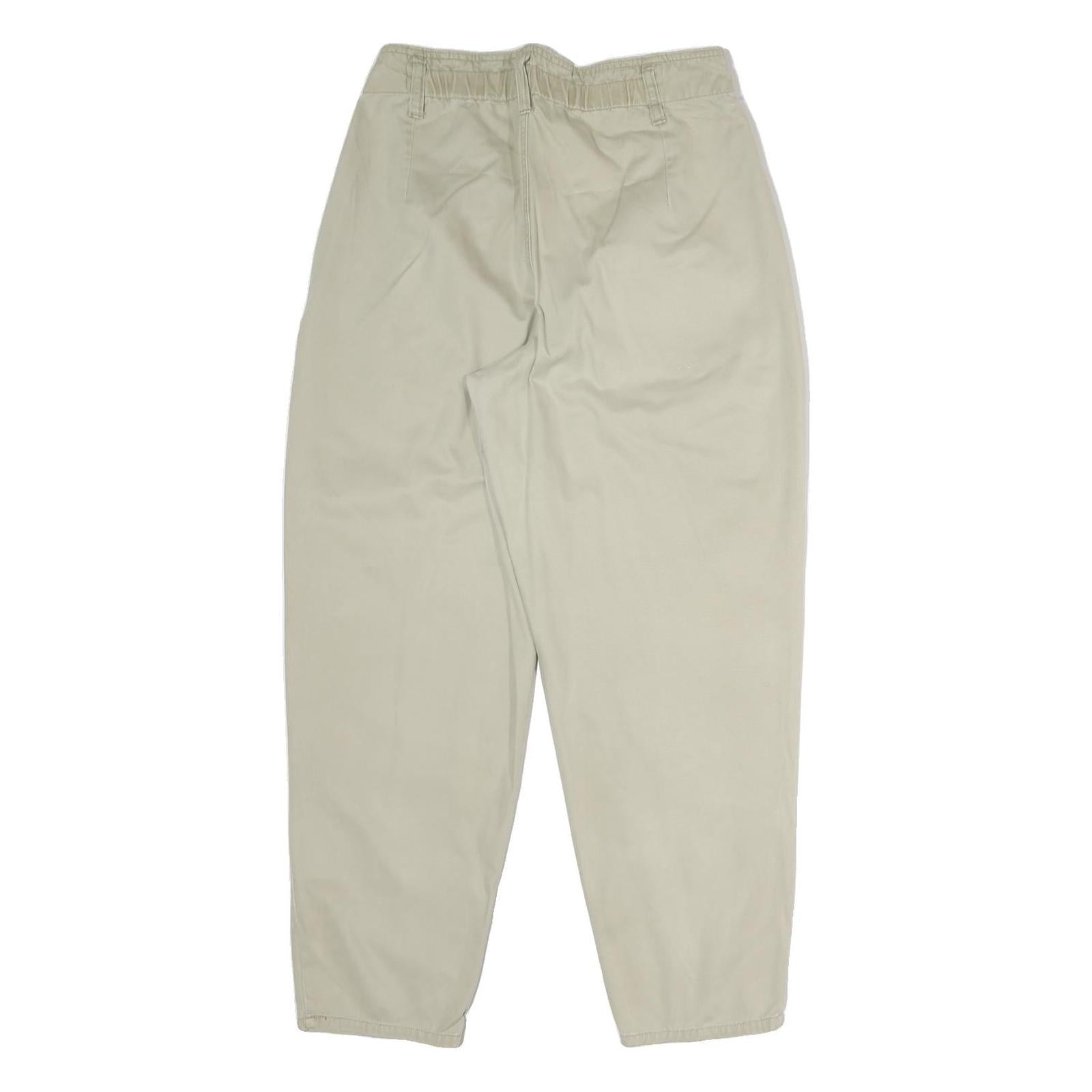 Beige Womens Cotton Regular Fit Straight Leg Trousers W28 L26 Casual Zip Closure