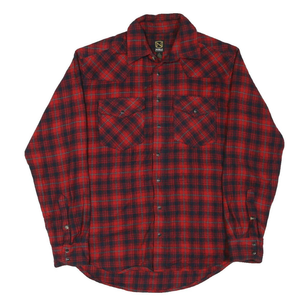 NOBLE Mens Red & Navy Check Shirt M Cotton Blend Long Sleeve Casual Flannel